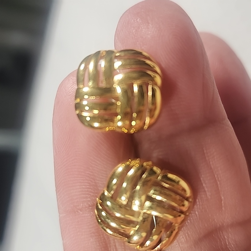 Napier Elegant Gold Plated Woven Earrings. - Picture 4 of 6